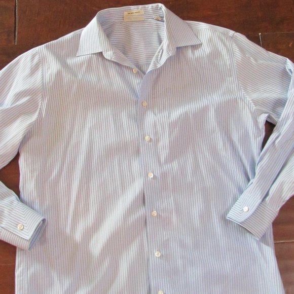 Kenneth Cole New York Non Iron Slim Fit Shirt Men Button Up Pointed Collar Blue - Picture 1 of 13